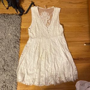 Free People Reign Over Me Sleeveless Dress White Lace Sheer Embroidered